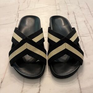Jenni Kayne Modern Black and Cream Slide Sandals